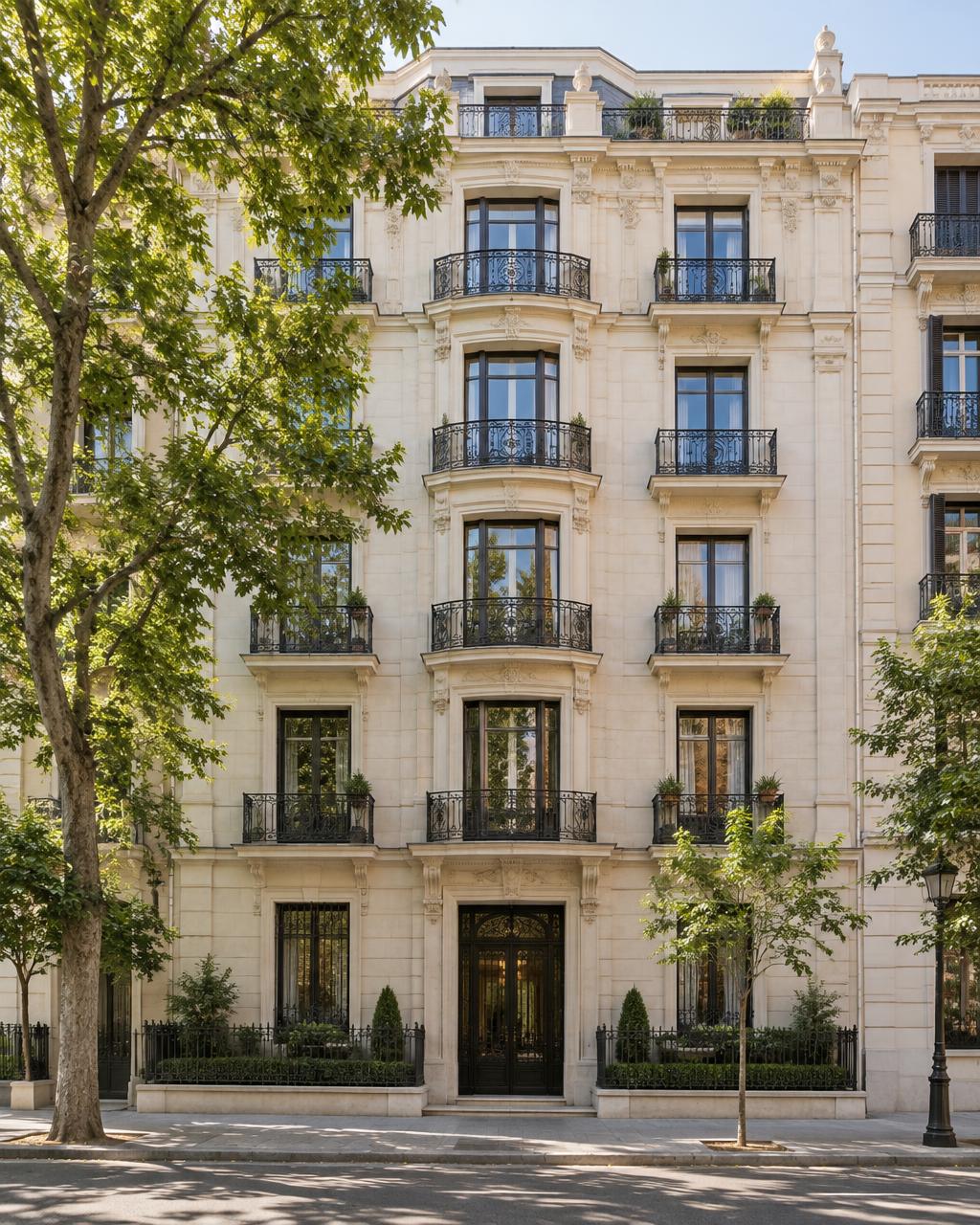 Edificio residencial con balcones en Madrid