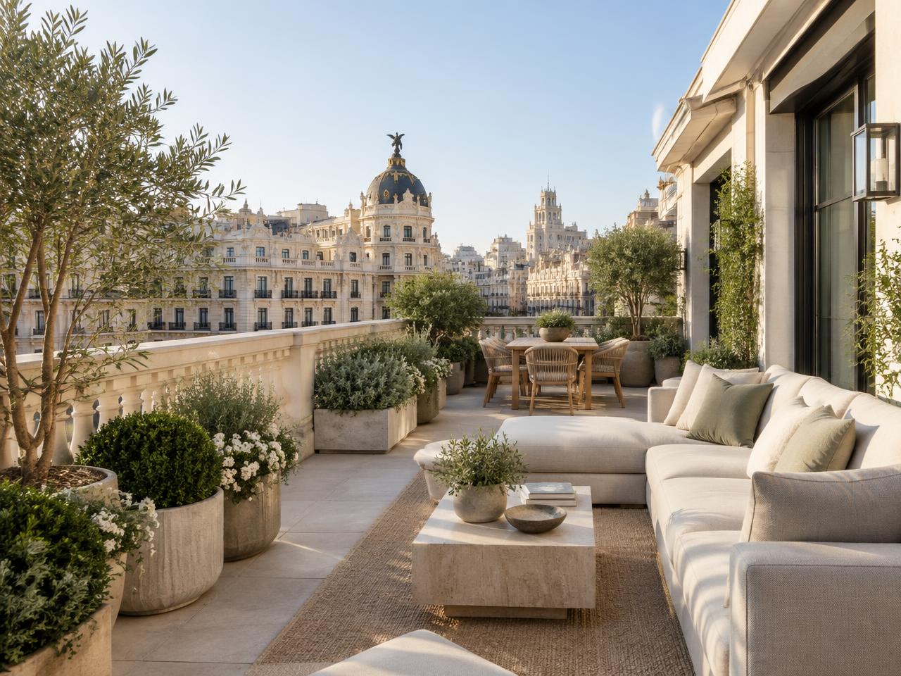 Ático ajardinado con vistas a los tejados de Madrid